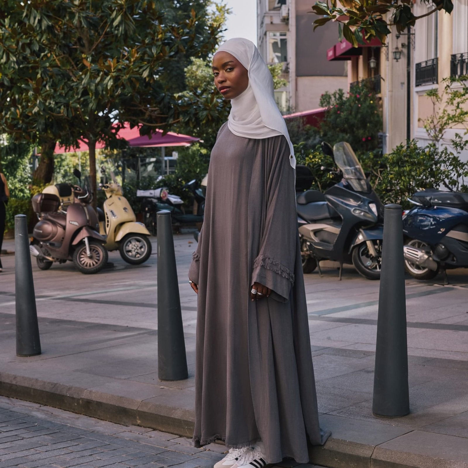 Keten ve Viskon 3 Parça Abaya Takımı