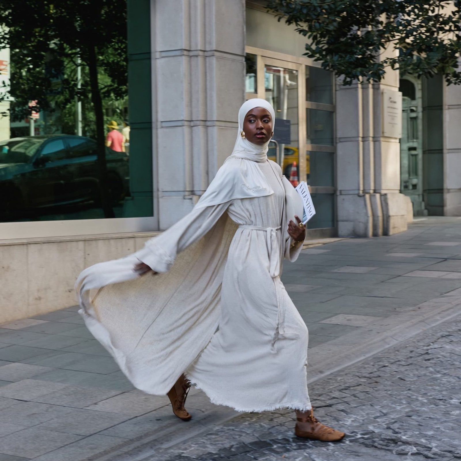 Keten ve Viskon 3 Parça Abaya Takımı