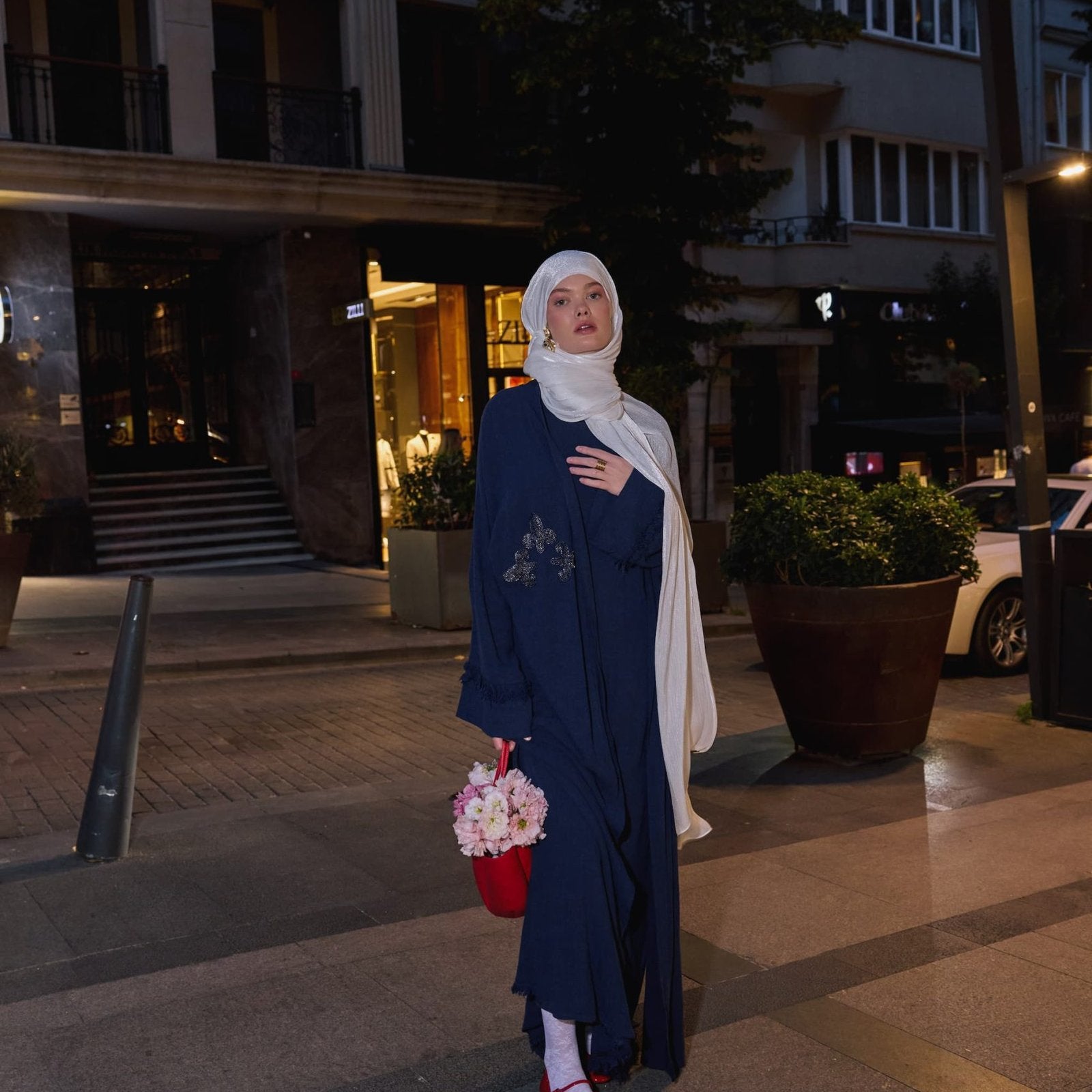 Keten ve Viskon 3 Parça Abaya Takımı