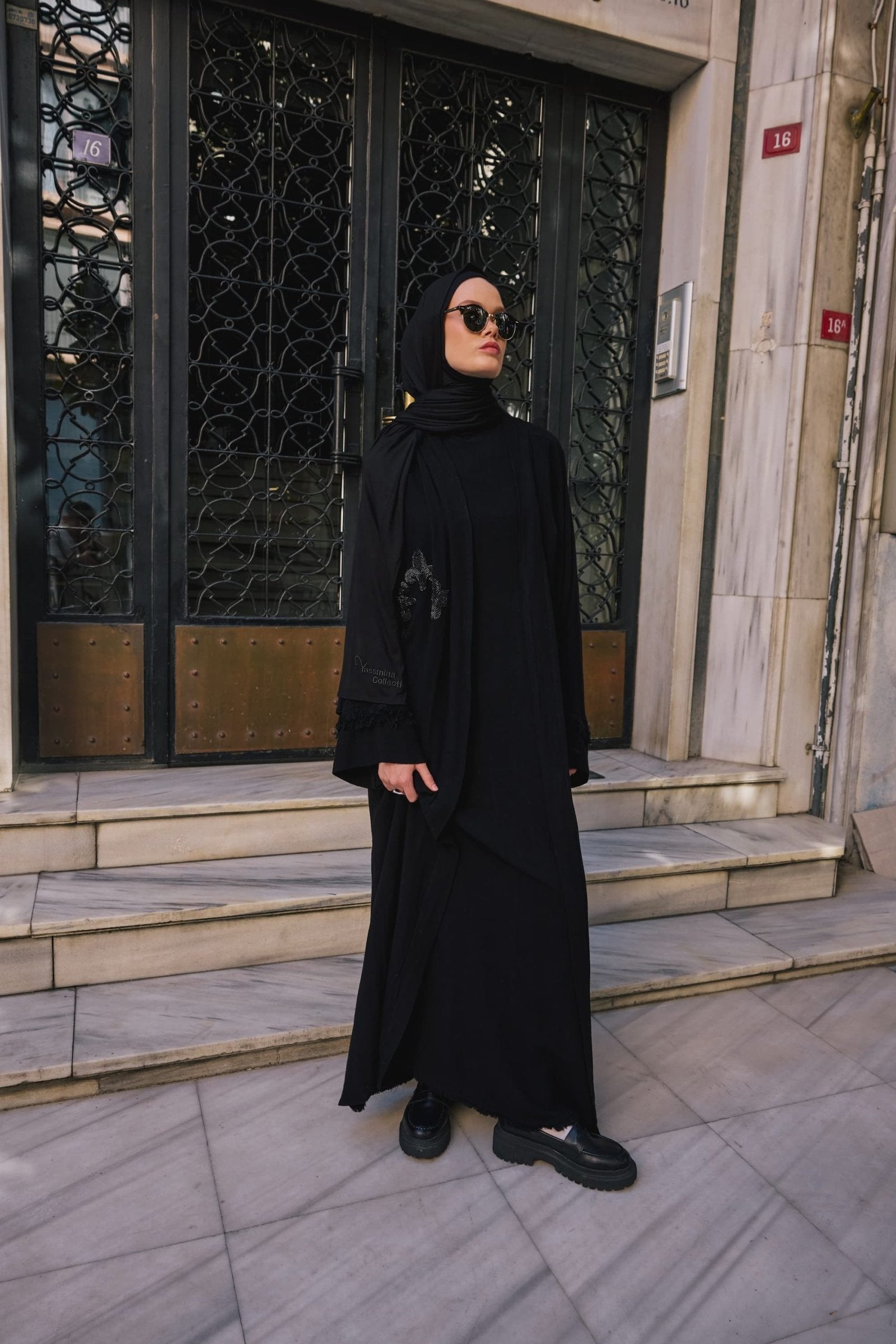  Keten ve Viskon 3 Parça Abaya Takımı