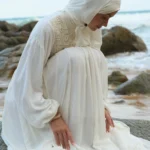 White Lace Flowing Abaya